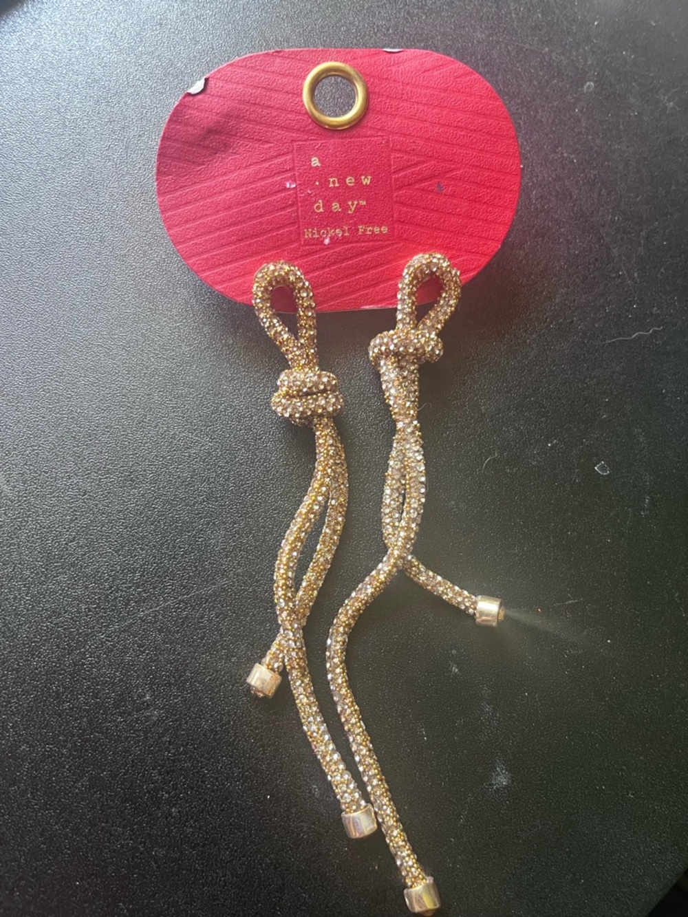 A New Day Rhinestone Pave Knotted Rope Antiqued Gold Tone Earrings